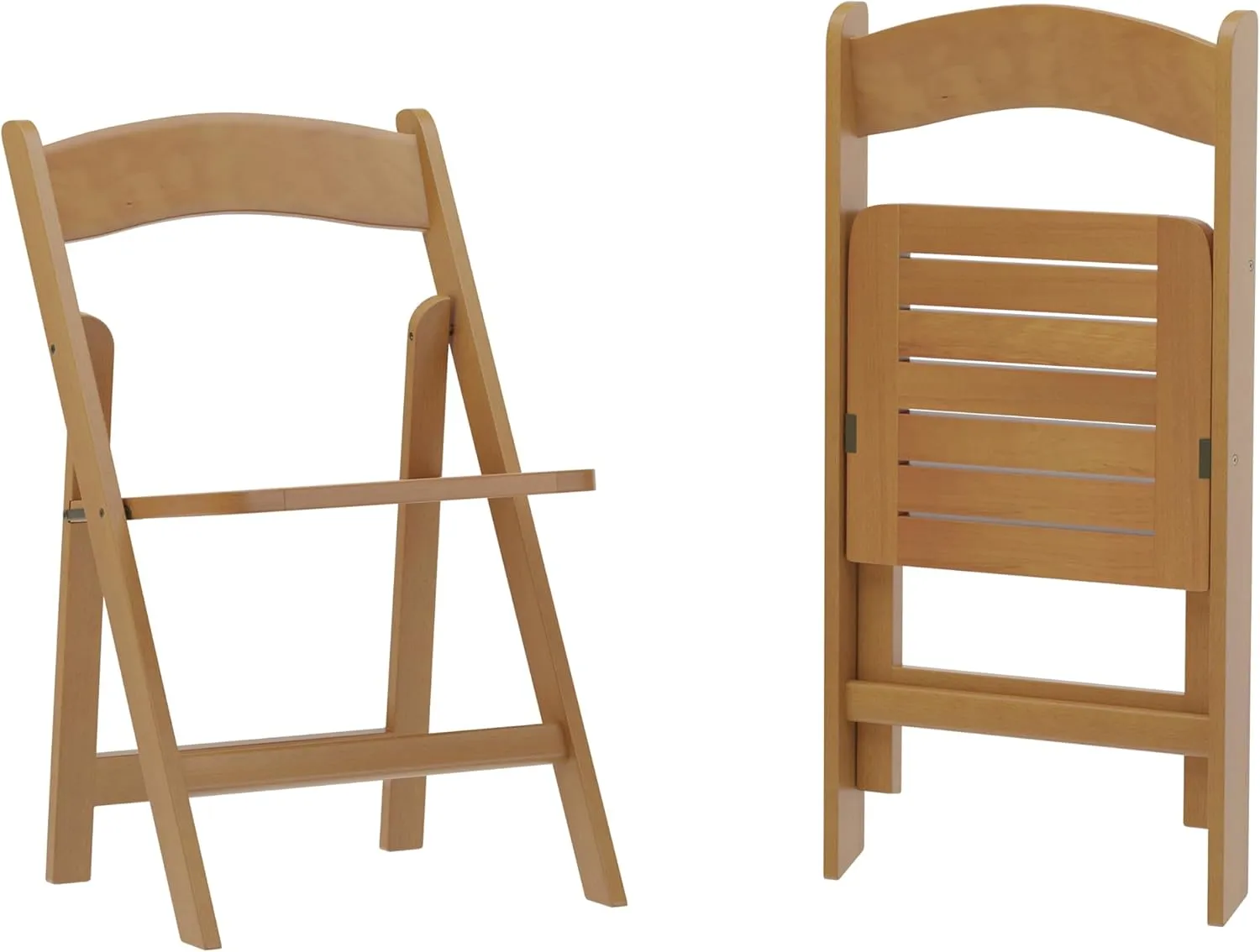 Merrick Lane Nathan Folding Solid Wood Dining Chair, Luxurious Curved Back, Versatile, Solid Beechwood Construction, Mortise & Tenon, Set of 2, Oak