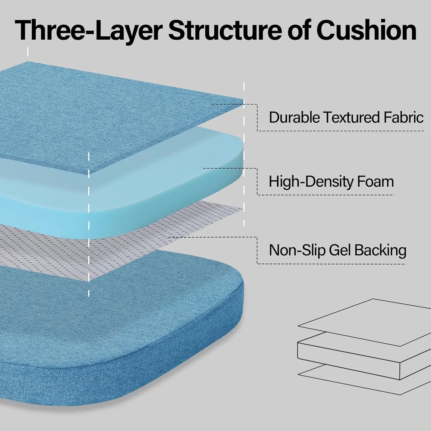 Metal Chair Cushions Set of 4, 14x14 Seat Cushion for Metal Dining Chairs 14 Inch Small Tolix Chair Pads, Blue