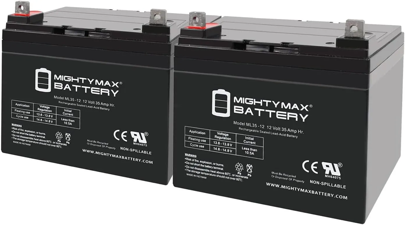 Mighty Max Battery 12V 35AH Battery for Invacare Panther LX-4 Power Chair Scooter - 2 Pack