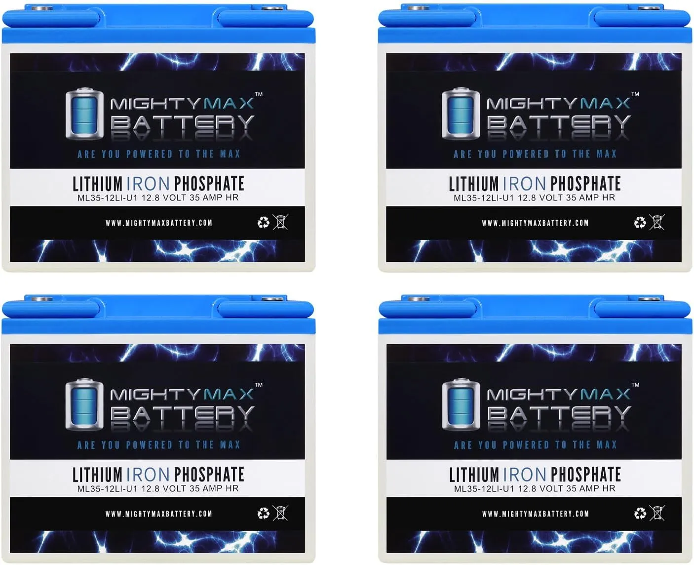 Mighty Max Battery 12V 35AH U1 Lithium Replacement Battery Compatible with Shoprider 6Runner 10 Power Chair - 4 Pack