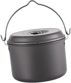 Mikikit 4-6 Person Large Capacity Camping Pot Portable Grill Non-Stick Coating Easy to Fold Hang Hiking Cookware