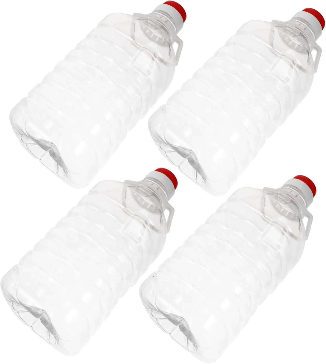 Mikinona 4 Pcs Camping Water Container Portable Water Jugs with Ergonomic Handle Transparent Storage for Outdoor Activities