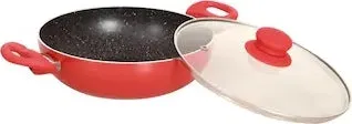 Milano 4 pcs Non Stick Aluminium Cookware Set in Black/Red Colour