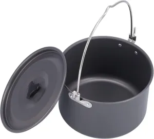 Milltrip Camping Pot Cookware, Portable Cooking Pot Aluminum Alloy Hanging Pot with Lid for Outdoor Camping Hiking Picnic