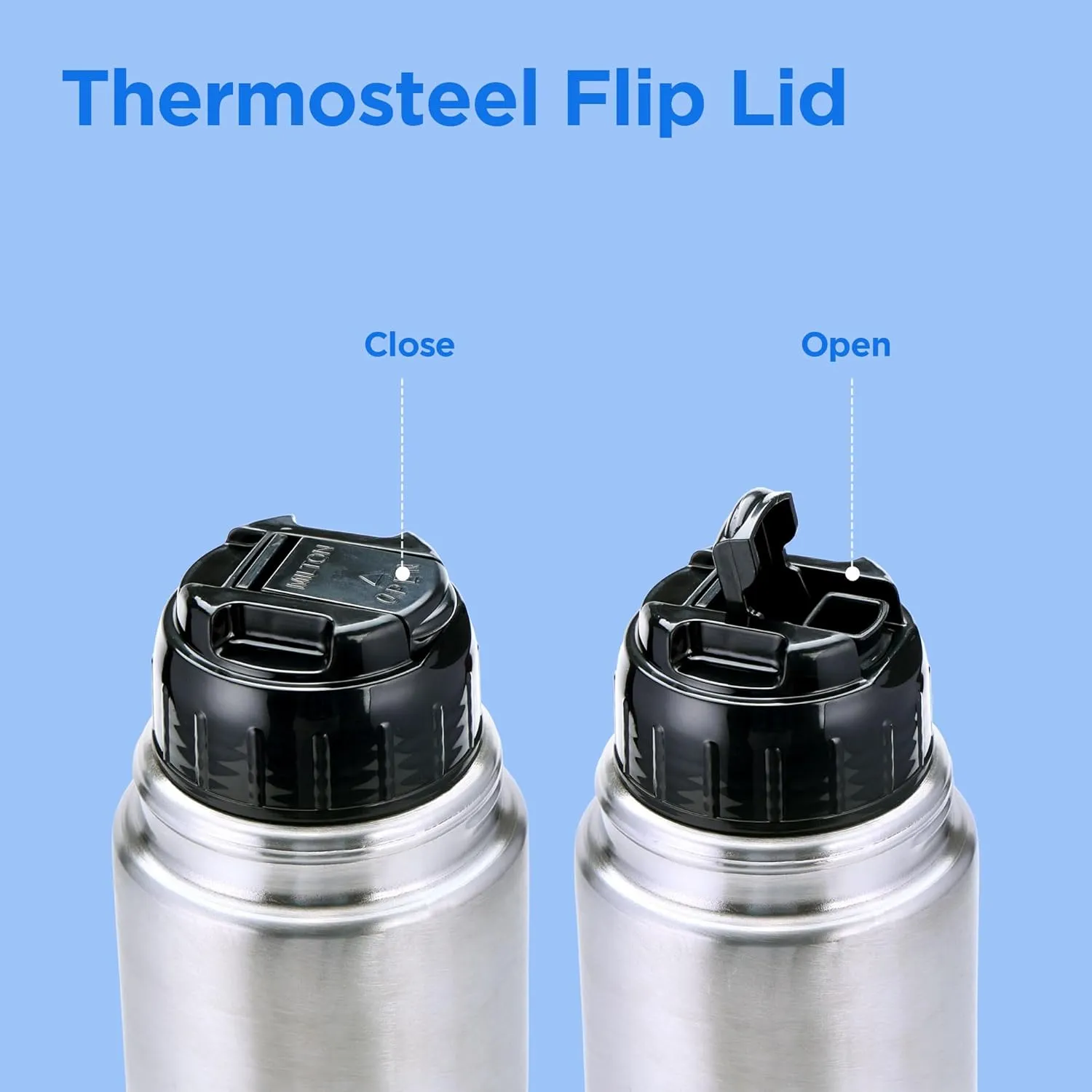 Milton Thermosteel Flip Lid 750, Double Walled Vacuum Insulated Thermos 750 ml | 25 oz | 24 Hours Hot and Cold Water Bottle with Cover, Stainless Steel, BPA Free, Leak Proof | Silver