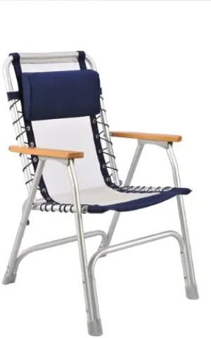 Ming's Mark 32020 White Mesh Marine Captain Chair with Blue Border