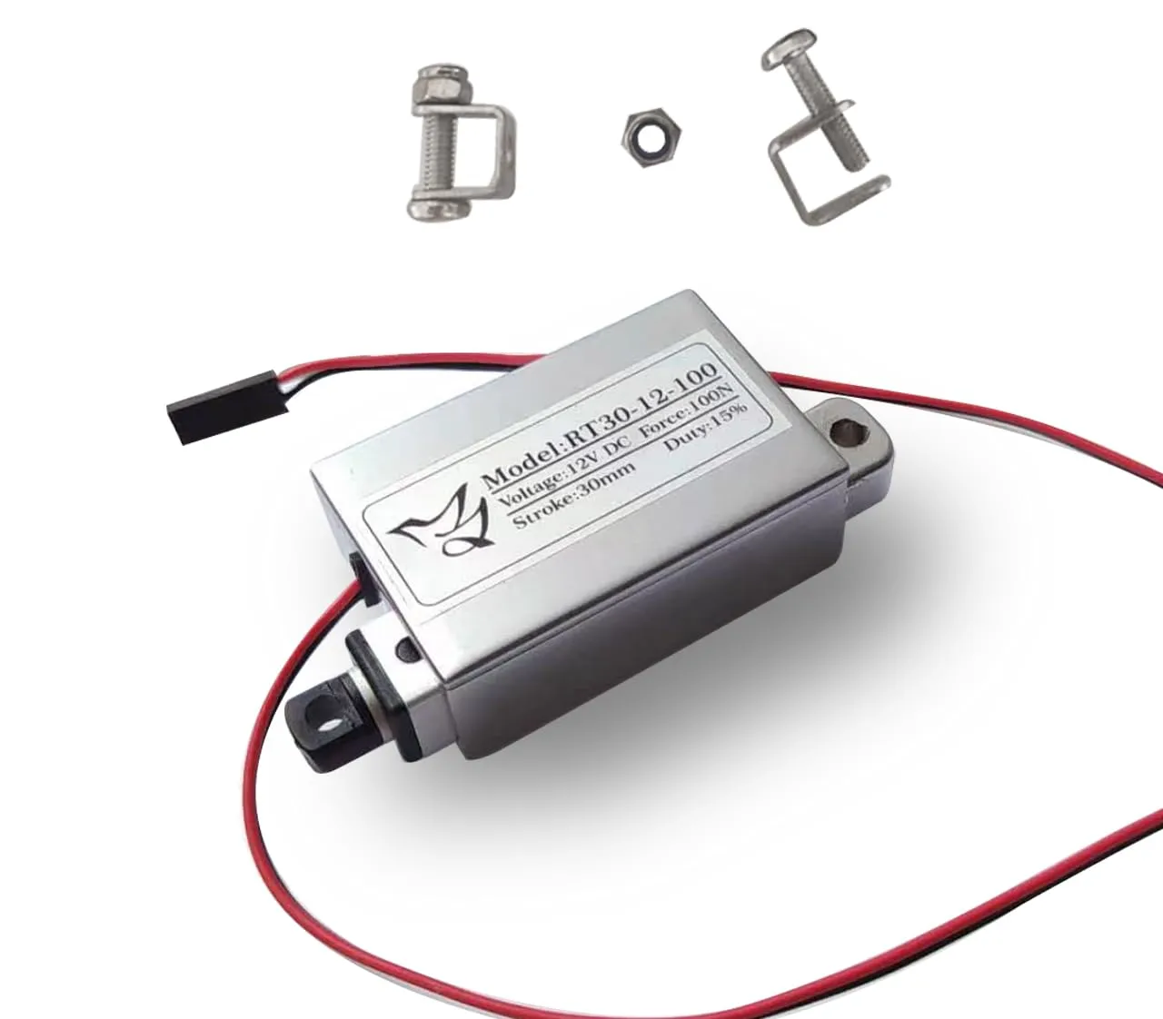 Mini Linear Actuator 1.2" Stroke - 22Lbs Force - 12V DC Power with Mounting Brackets, for Window Opener, Robotics, Home Automation