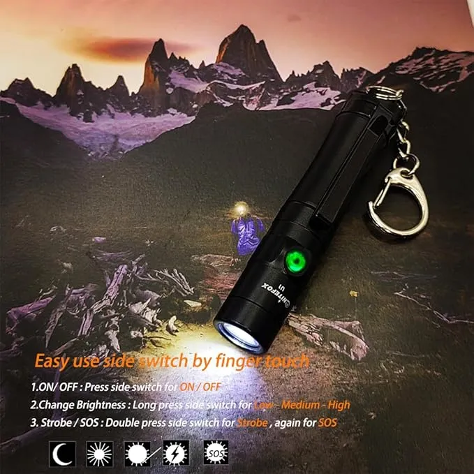 Mini Rechargeable Keychain Flashlight USB C Bright Key Light Portable Pocket Flashlight for EDC,Dog Walking, Hiking,Camping,Emergency