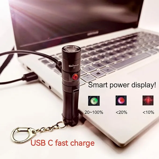 Mini Rechargeable Keychain Flashlight USB C Bright Key Light Portable Pocket Flashlight for EDC,Dog Walking, Hiking,Camping,Emergency