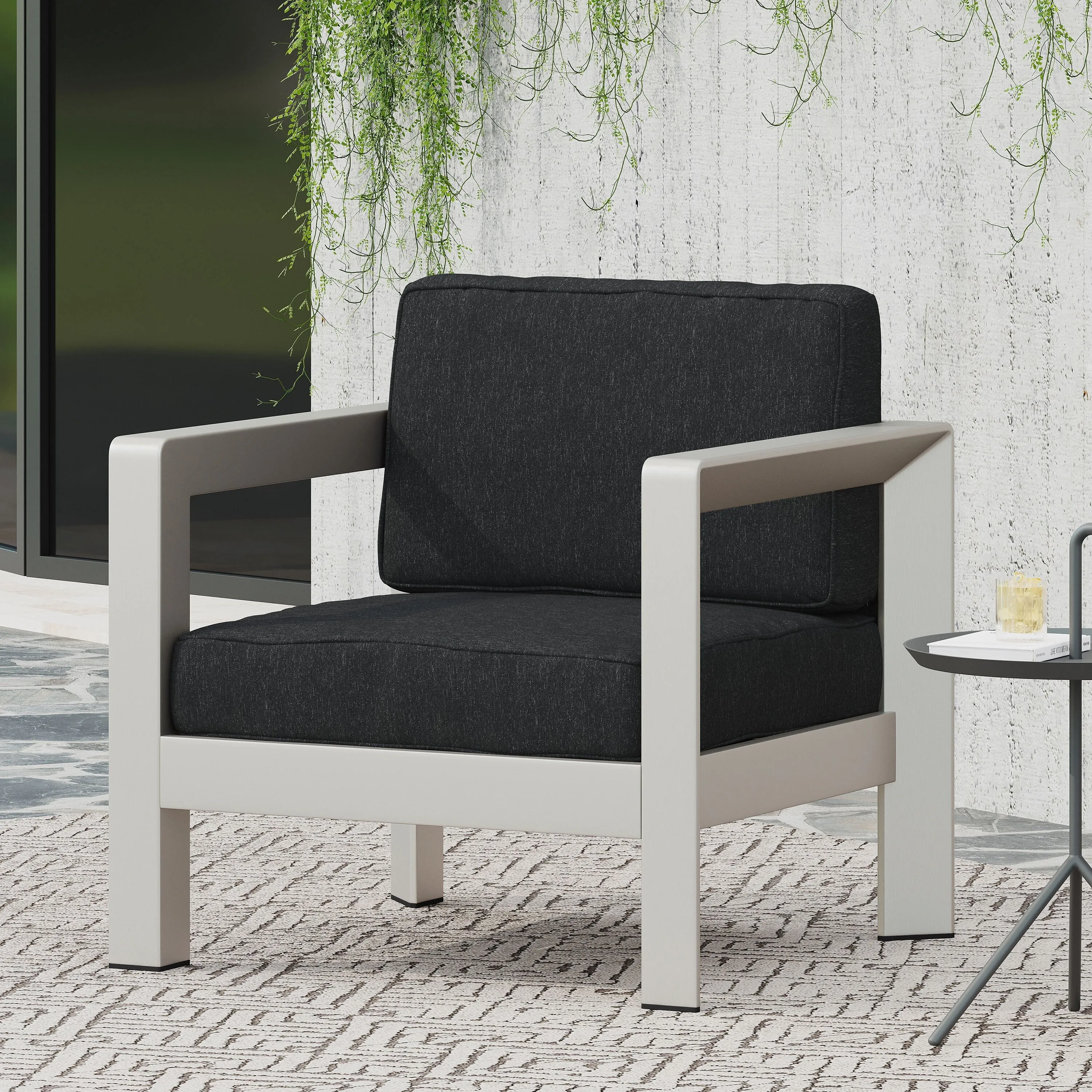 Modern Aluminum Outdoor Club Chair with Deep Seating - Low Profile Design for Patio Spaces