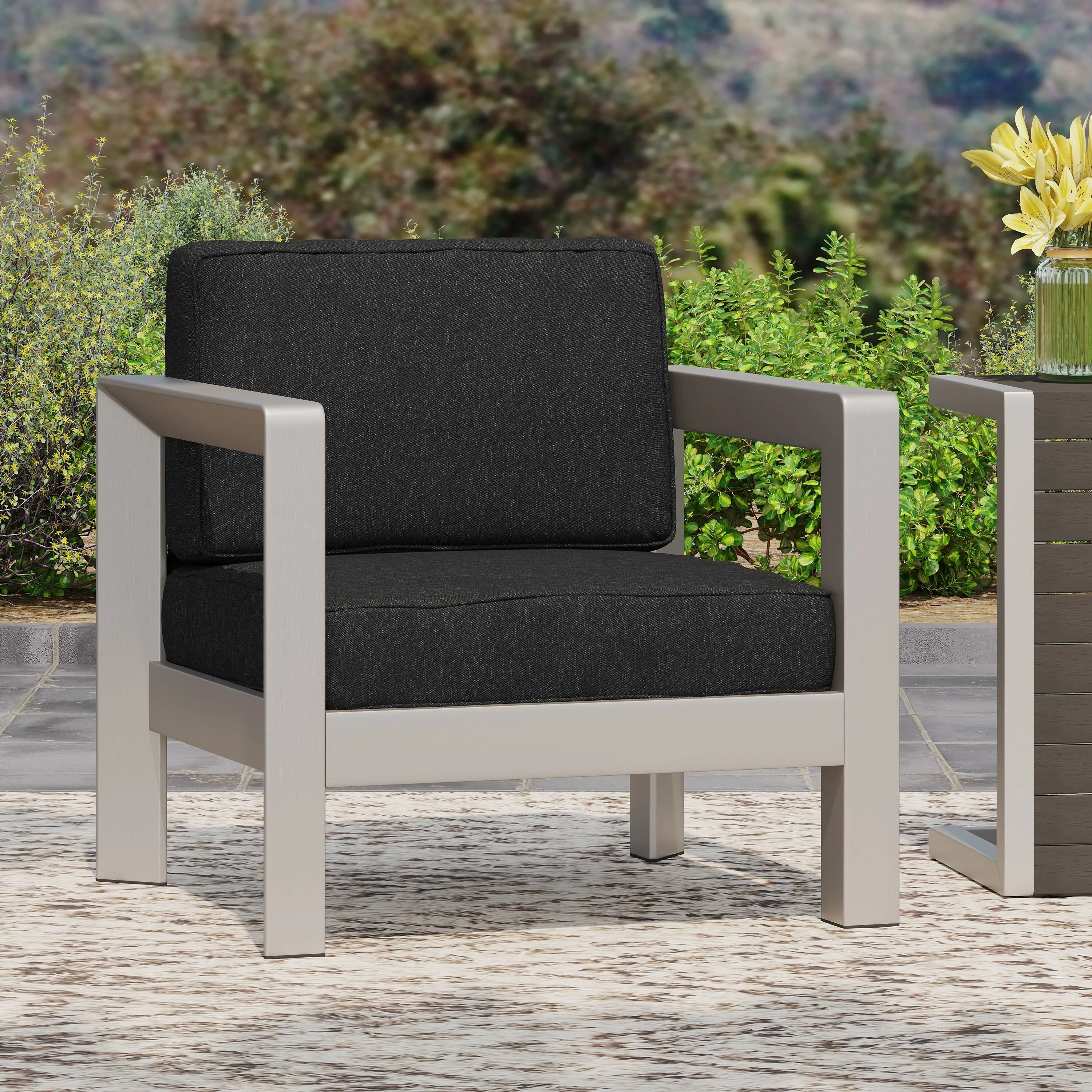 Modern Aluminum Outdoor Club Chair with Deep Seating - Low Profile Design for Patio Spaces