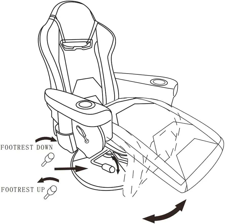 Modern-Depo Black Red Gaming Recliner Chair with Massage, Speakers, Cup Holders, Adjustable Backrest and Footrest, PU Leather, 264.5 lbs Capacity
