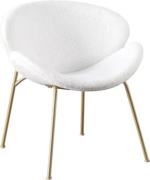 Modern Lounge Chair for Comfort and Style, Teddy Velvet Cover, Home/Office/Dining, White