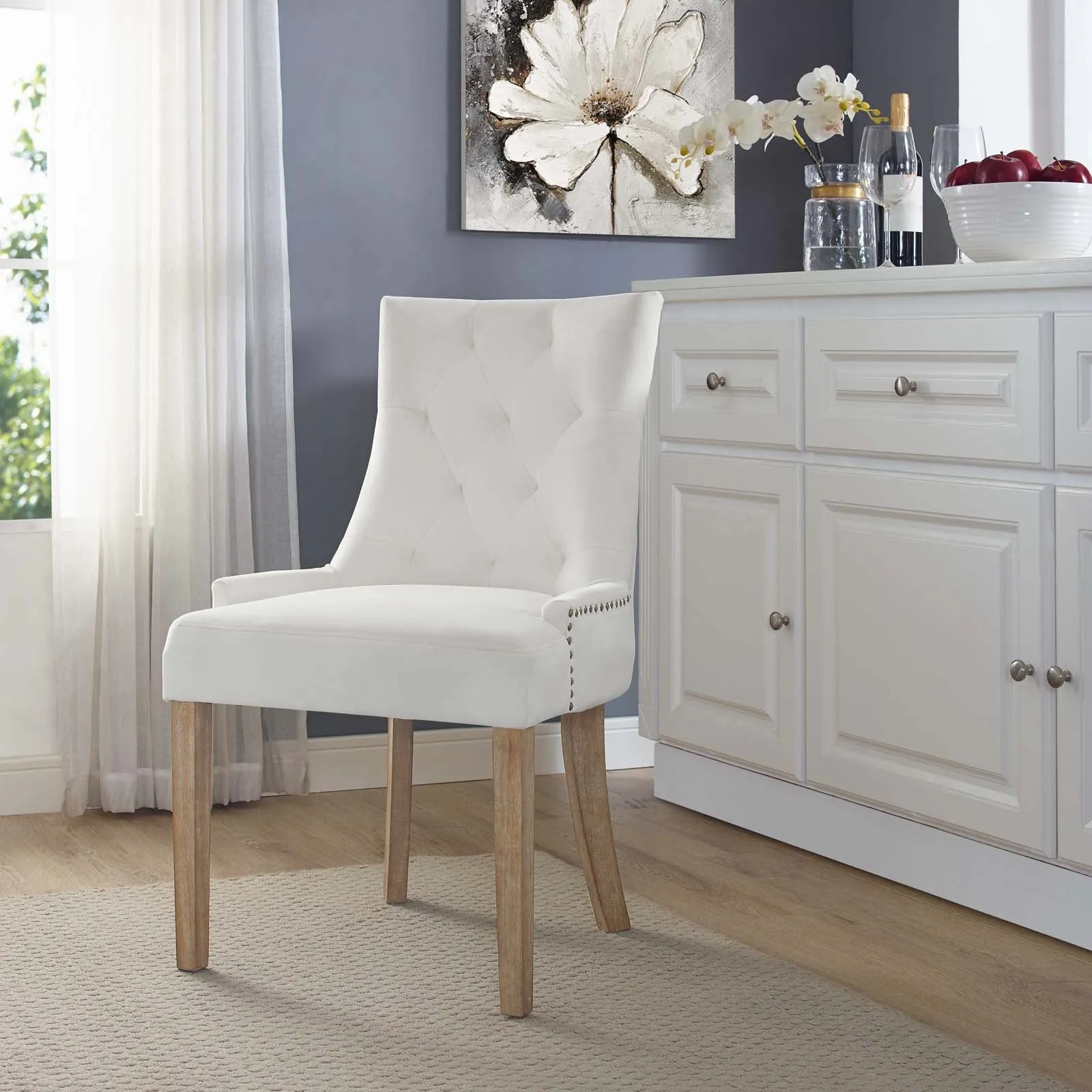 Modern Pose Dining Chair Performance Velvet - Farmhouse Breakfast Chair