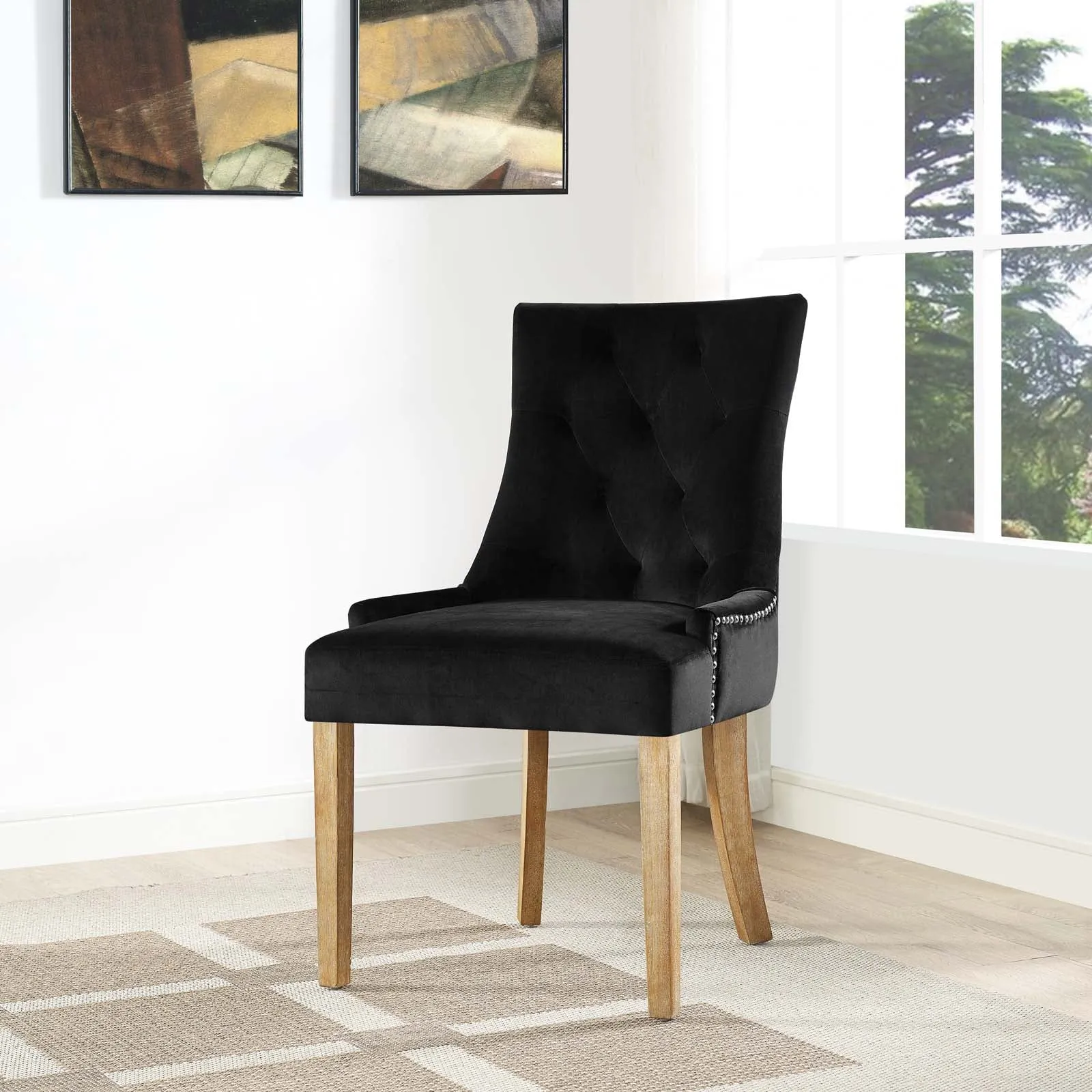Modern Pose Dining Chair Performance Velvet - Farmhouse Breakfast Chair
