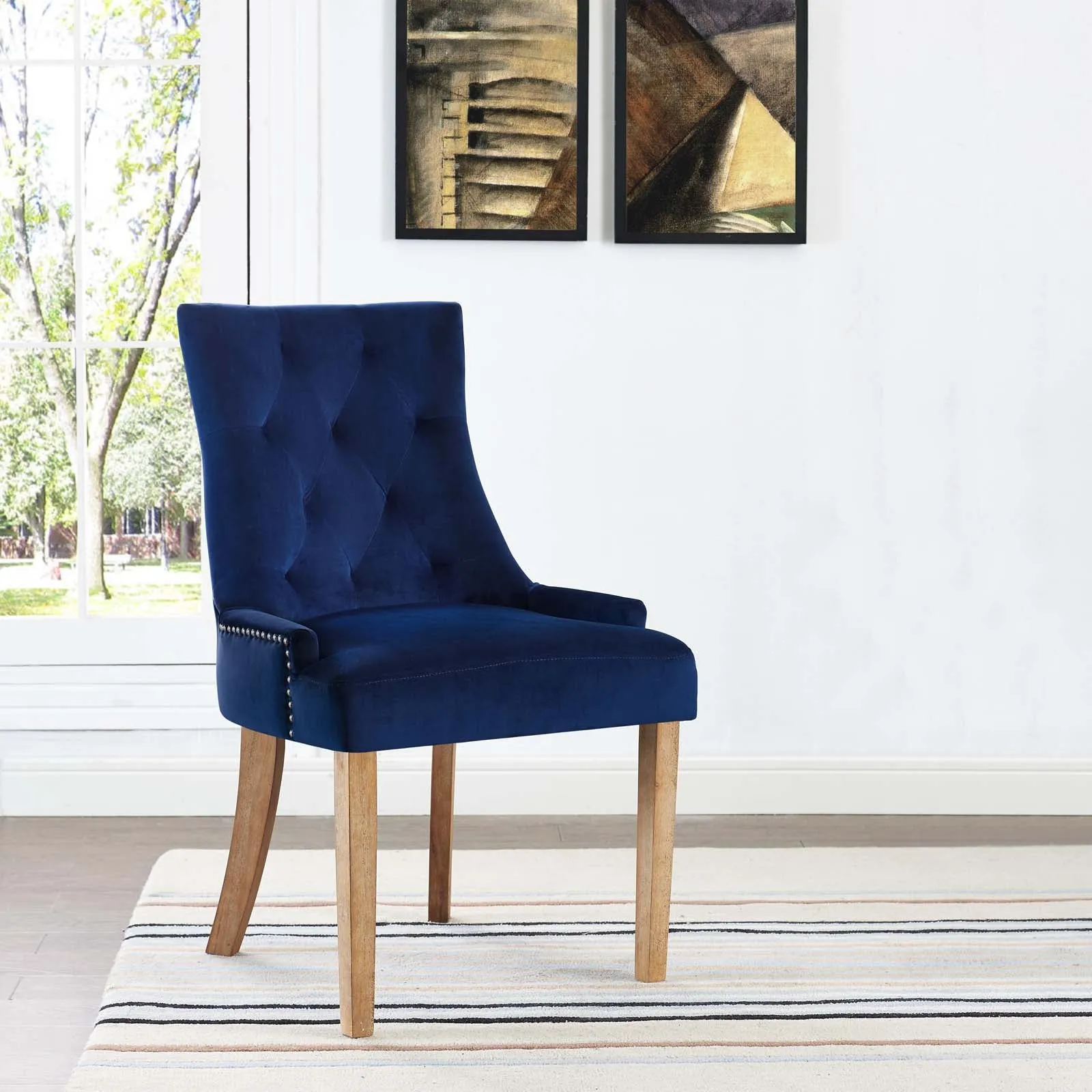 Modern Pose Dining Chair Performance Velvet - Farmhouse Breakfast Chair