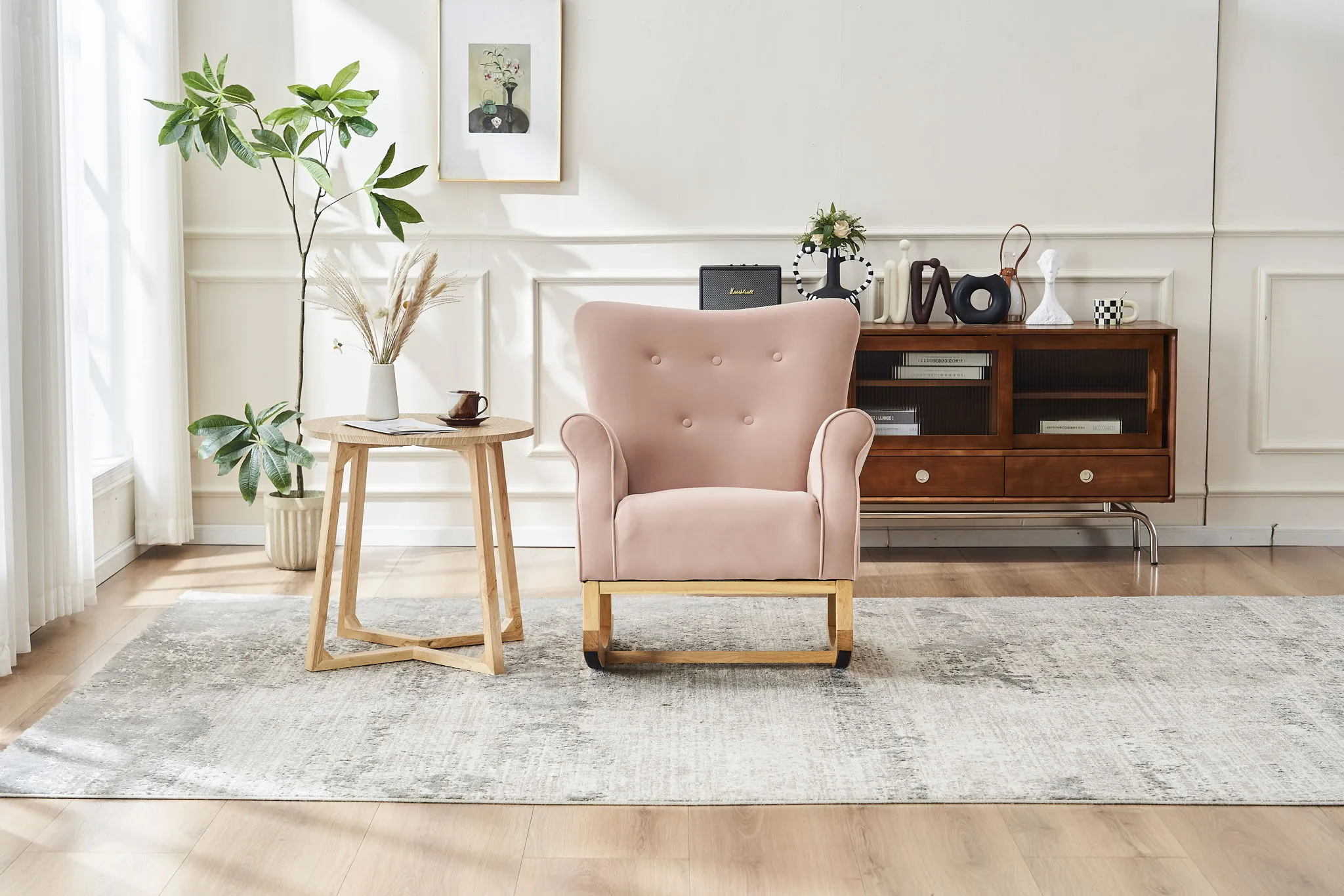 Modern Rocking Chair, Upholstered Accent Chair For Nursery, Small Contemporary Rocke