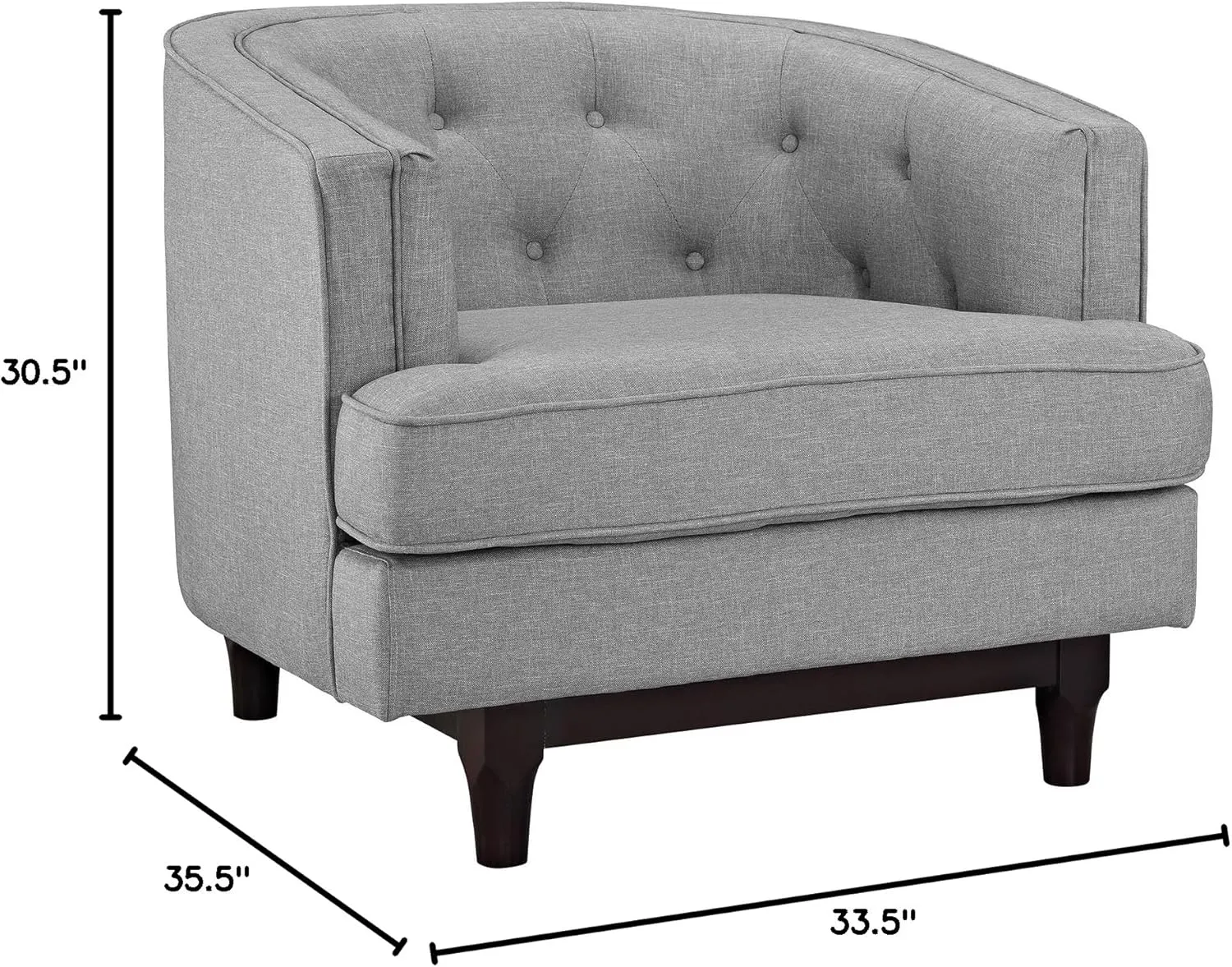 Modway Coast Upholstered Fabric Contemporary Modern Two Armchair Set in Light Gray