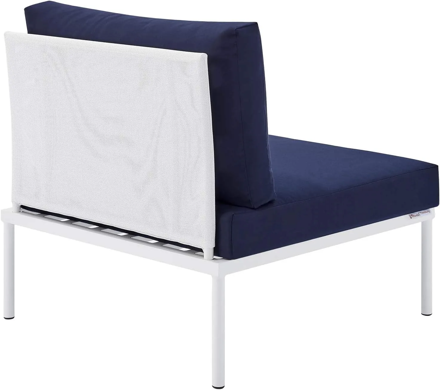 Modway EEI-4936-WHI-NAV-SET Harmony Sunbrella White Navy Outdoor Patio Aluminum Sectional Sofa, 7-Piece Set