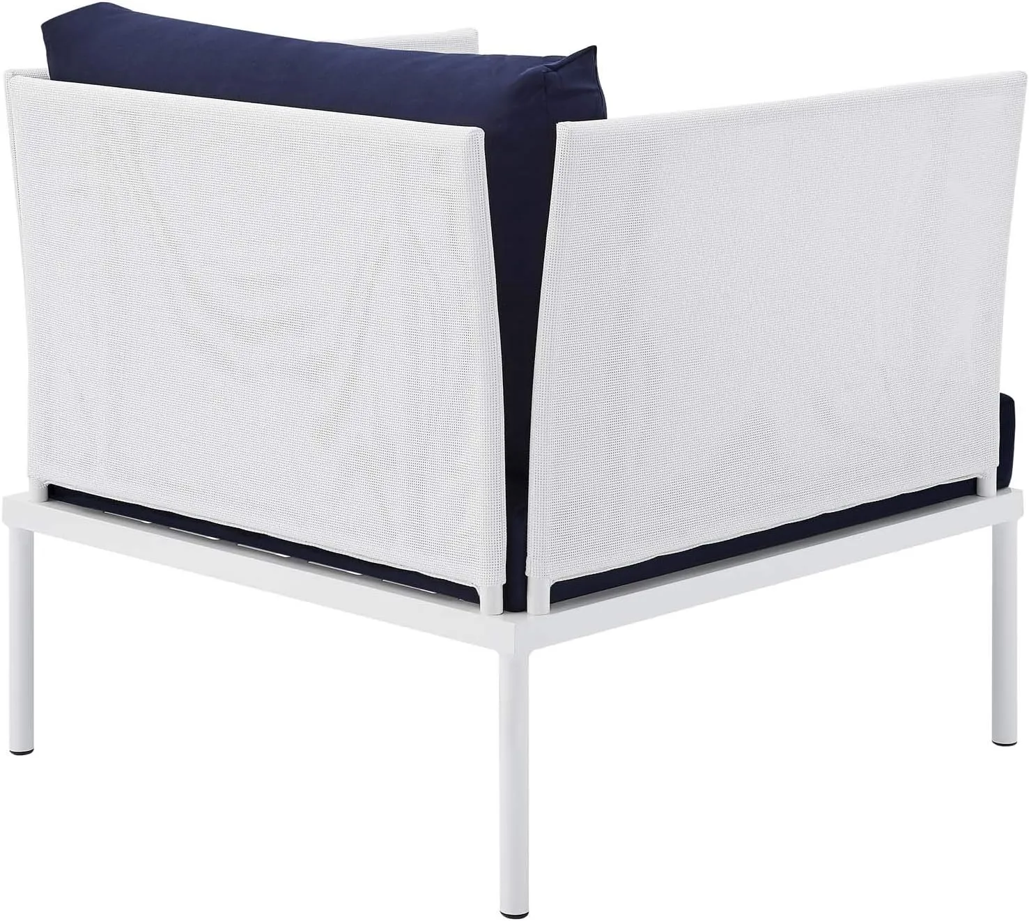 Modway EEI-4936-WHI-NAV-SET Harmony Sunbrella White Navy Outdoor Patio Aluminum Sectional Sofa, 7-Piece Set