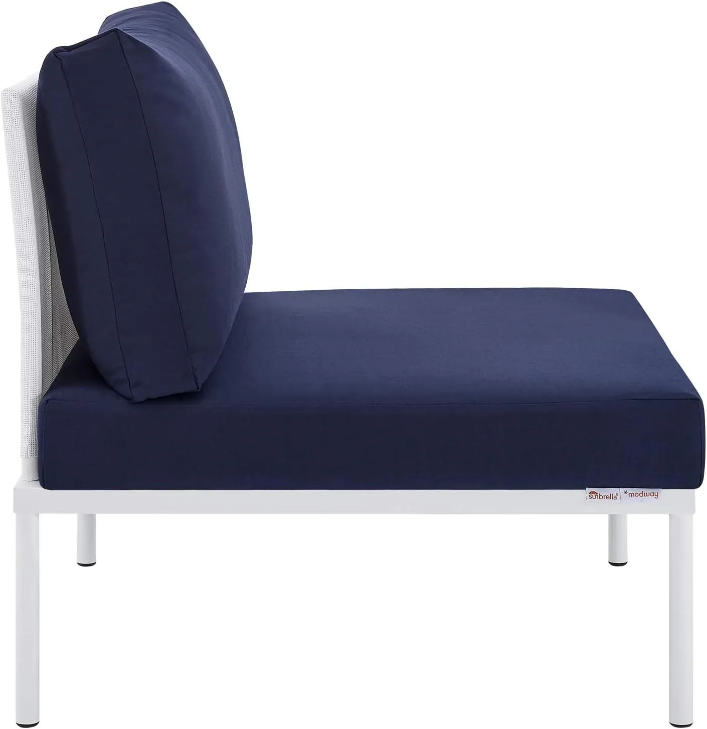 Modway EEI-4936-WHI-NAV-SET Harmony Sunbrella White Navy Outdoor Patio Aluminum Sectional Sofa, 7-Piece Set