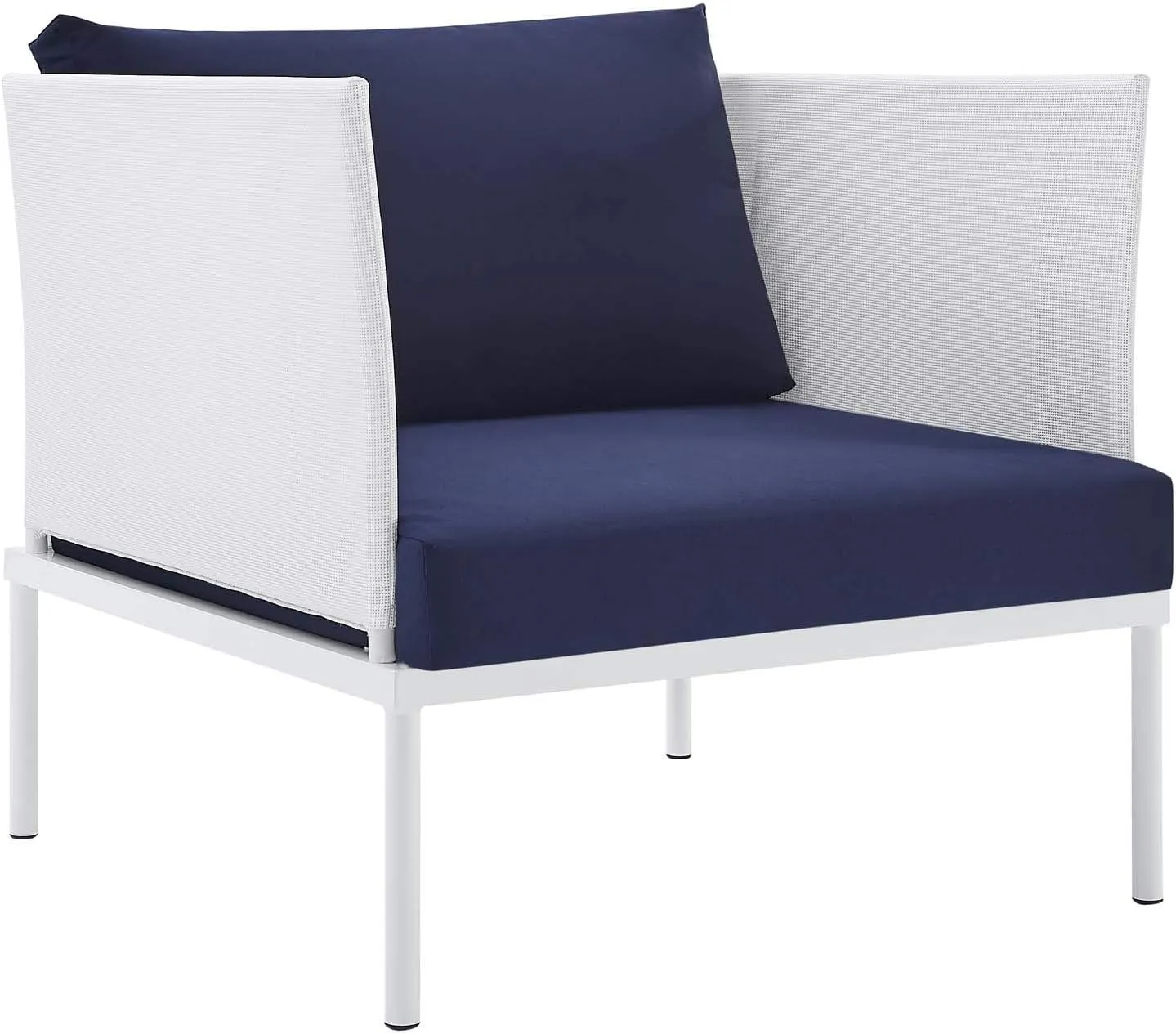 Modway EEI-4936-WHI-NAV-SET Harmony Sunbrella White Navy Outdoor Patio Aluminum Sectional Sofa, 7-Piece Set