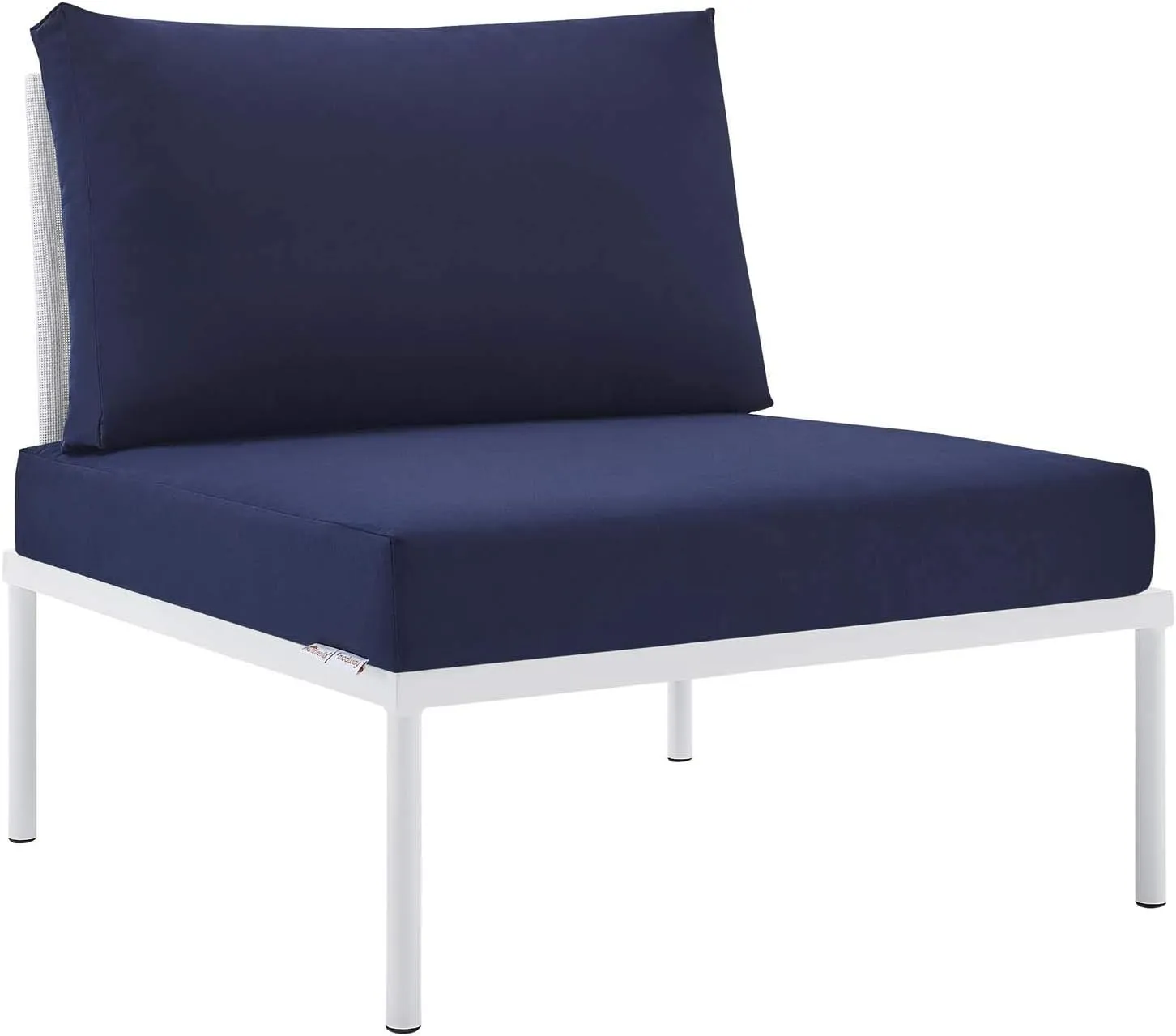 Modway EEI-4936-WHI-NAV-SET Harmony Sunbrella White Navy Outdoor Patio Aluminum Sectional Sofa, 7-Piece Set