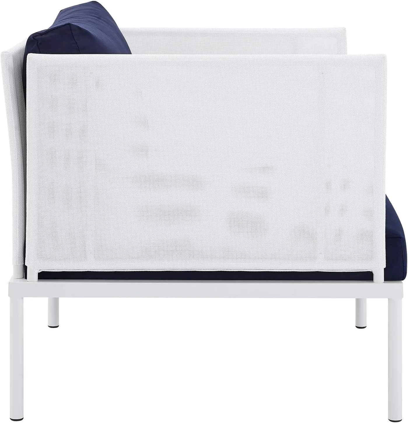 Modway EEI-4936-WHI-NAV-SET Harmony Sunbrella White Navy Outdoor Patio Aluminum Sectional Sofa, 7-Piece Set