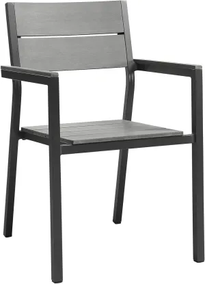 Modway Maine Aluminum Outdoor Patio Arm Chair in Brown Gray