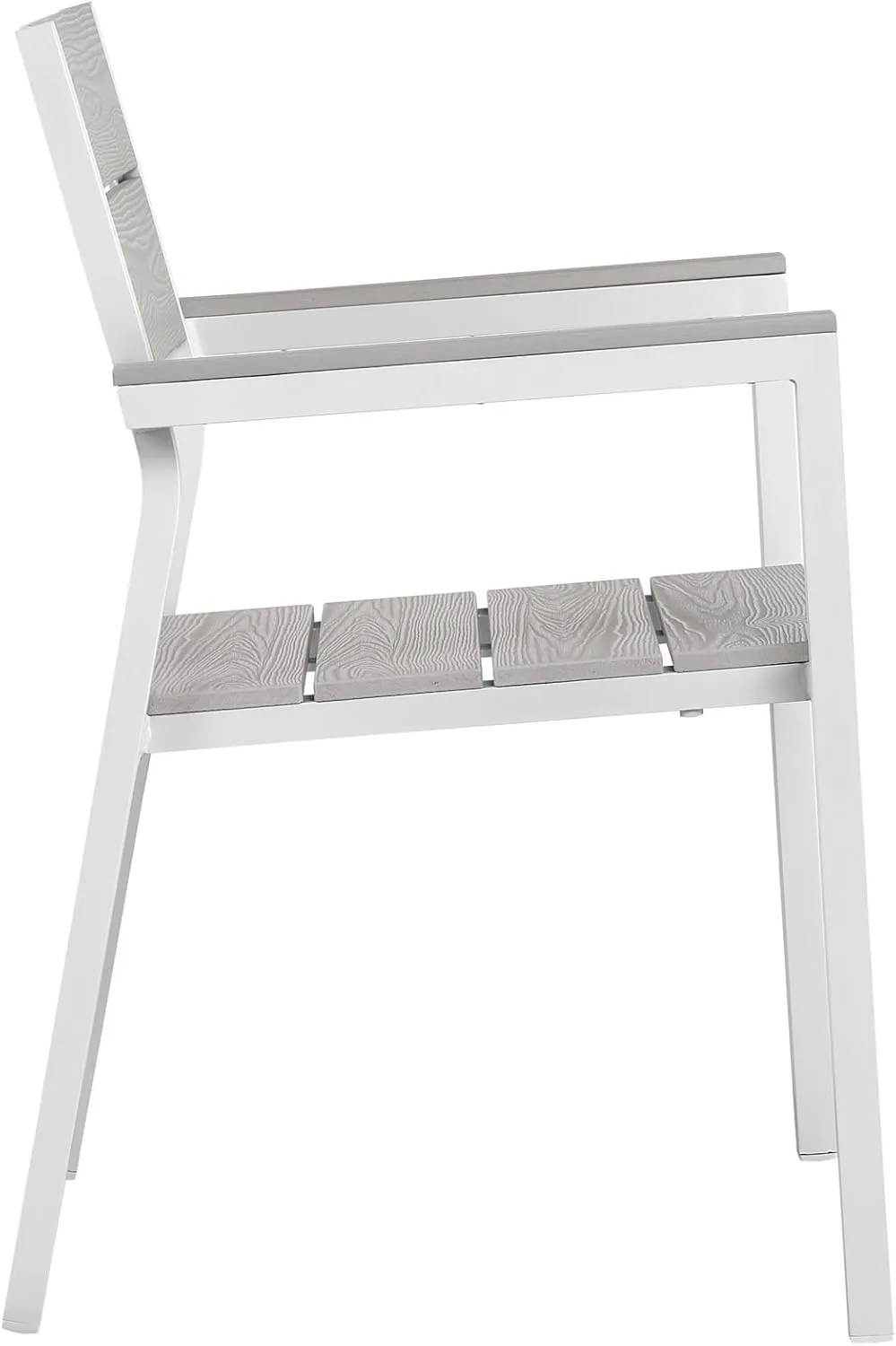 Modway Maine Aluminum Outdoor Patio Arm Chair in White Light Gray