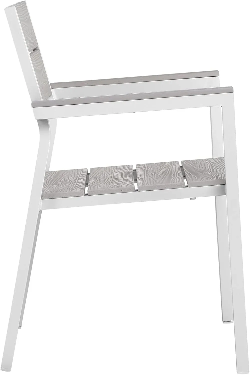 Modway Maine Aluminum Outdoor Patio Arm Chair in White Light Gray