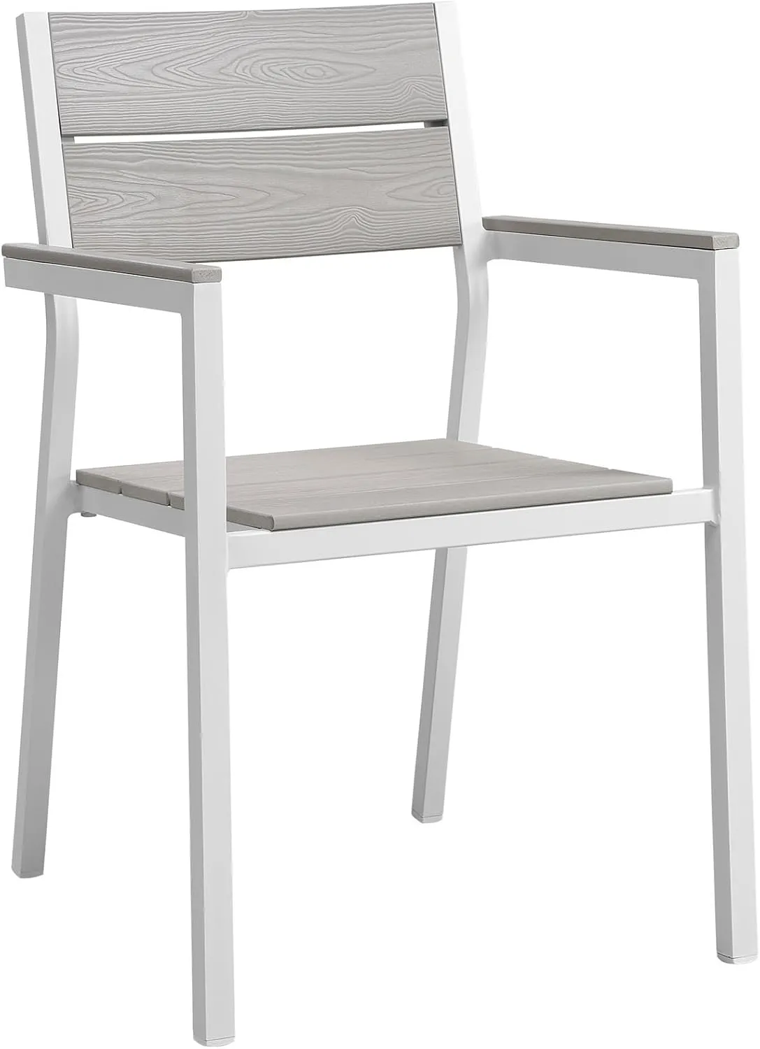 Modway Maine Aluminum Outdoor Patio Arm Chair in White Light Gray