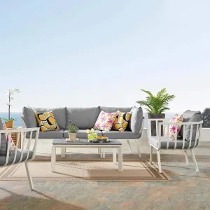 Modway Riverside Outdoor Furniture, 5-Piece Set, White Gray