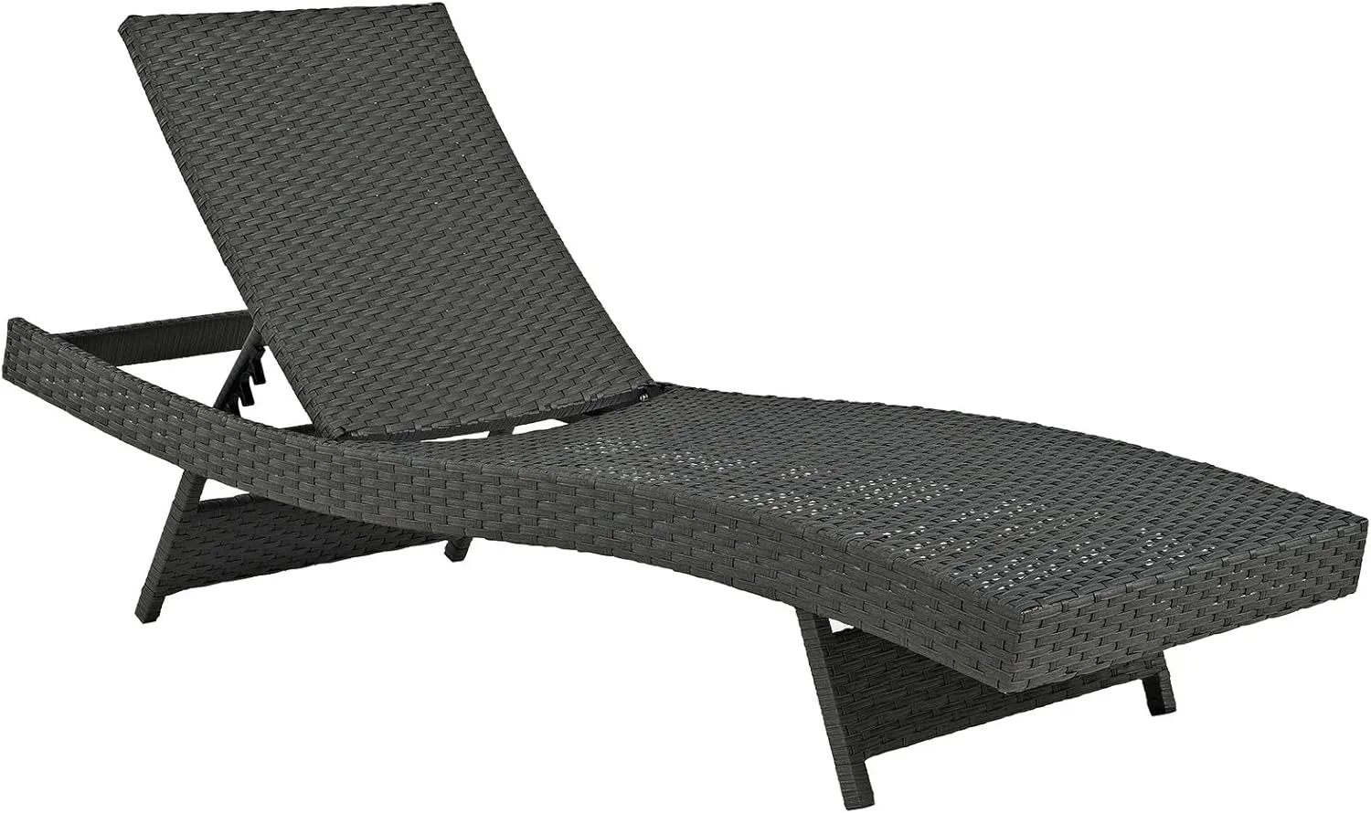 Modway Sojourn Wicker Rattan Outdoor Patio Sunbrella Fabric Chaise Lounge in Canvas Navy