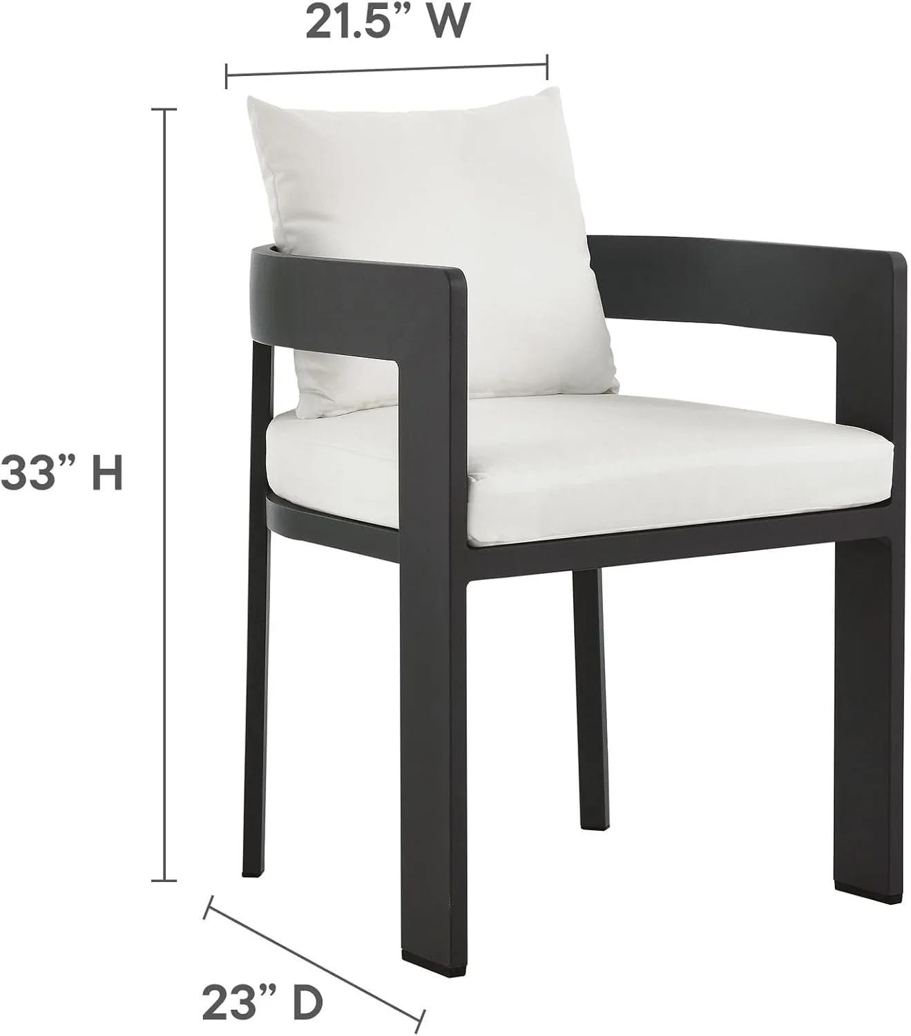 Modway Tahoe Outdoor Patio Powder-Coated Aluminum Fabric Dining Chair in Gray White - Patio Metal Dining Chair with Cushions - Accent Armchair - Dining Chair with Armrests - Modern Outdoor Seating