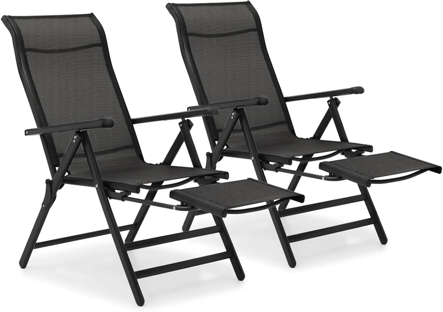 MoNiBloom 3 in 1 Outdoor Lounge Chairs Set of 2 Folding Recliner Patio Lounge Chair with Retractable Footrest, Furniture Outdoor Large Angle Adjustment Chair for Deck Patio Beach Yard, 330lbs