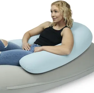Moon Pod Crescent Backrest for Bean Bag Chair for The Family - Zero-Gravity Ergonomic Pillow for Neck & Back Support w/Micro-Bead Filling (Blue)