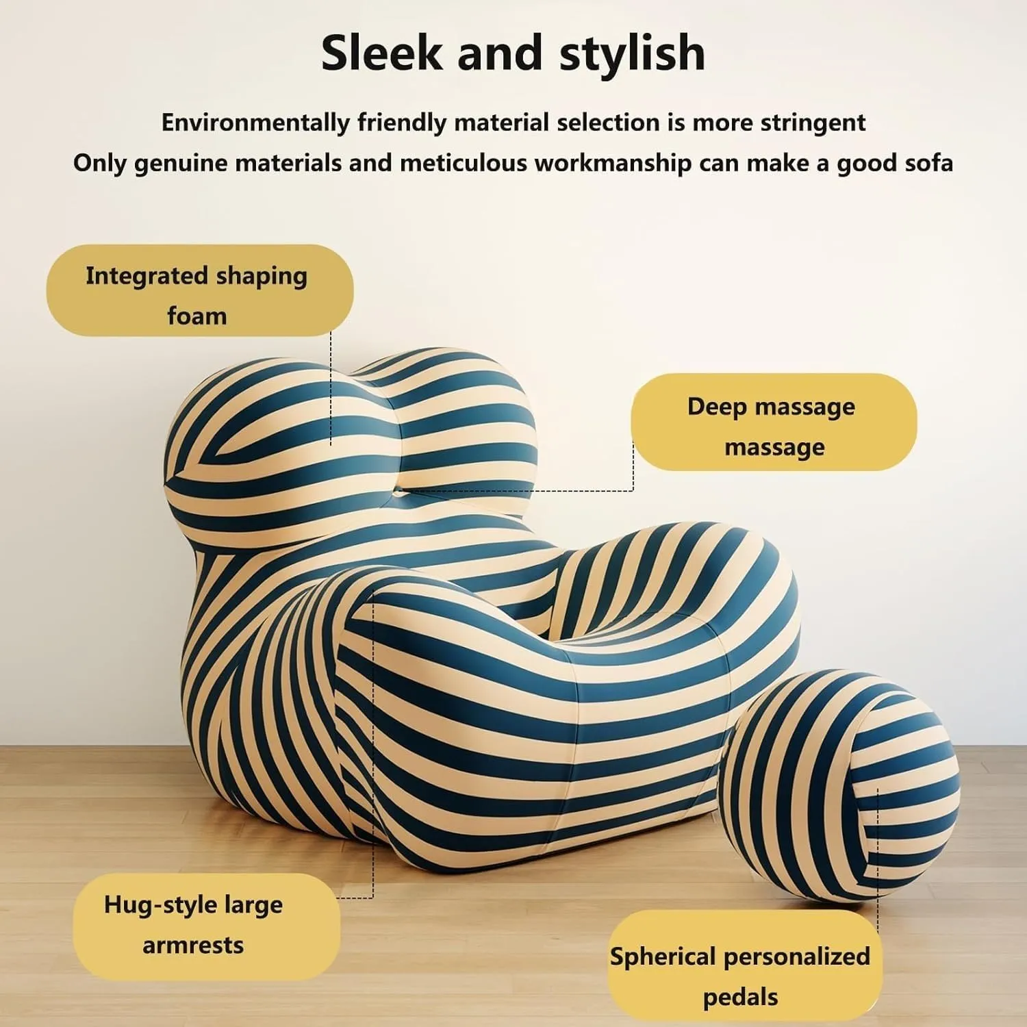 Mother's Embrace Chair, Leisure Sofa Chair and Footstool Lounger Sofa Qualitative Sponge Lazy Couch (Stripes) (Color : F, Size : 30 * 28inch)