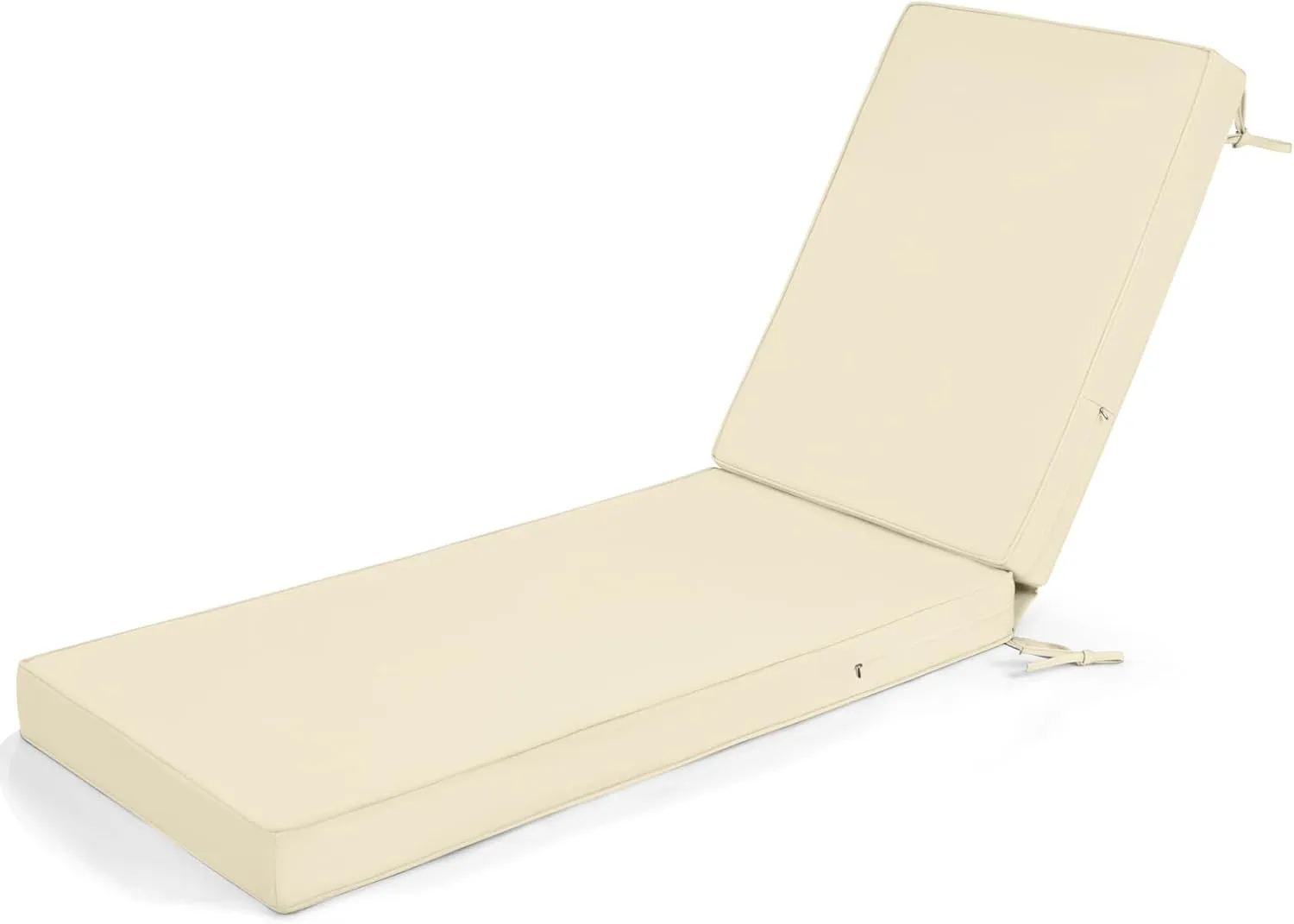 mudilun Lounge Chair Cushion Water Proof Outdoor Lounge Chair Cushions with Ties Non-Slip Chaise Lounge Cushion Removable Patio Seat Cushions for Garden Pool Beach Lounge (Beige)