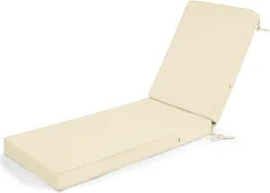 mudilun Lounge Chair Cushion Water Proof Outdoor Lounge Chair Cushions with Ties Non-Slip Chaise Lounge Cushion Removable Patio Seat Cushions for Garden Pool Beach Lounge (Beige)