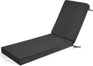 mudilun Lounge Chair Cushion Water Proof Outdoor Lounge Chair Cushions with Ties Non-Slip Chaise Lounge Cushion Removable Patio Seat Cushions for Garden Pool Beach Lounge (Black)