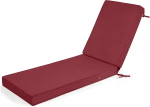 mudilun Lounge Chair Cushion Water Proof Outdoor Lounge Chair Cushions with Ties Non-Slip Chaise Lounge Cushion Removable Patio Seat Cushions for Garden Pool Beach Lounge (Dark Red)