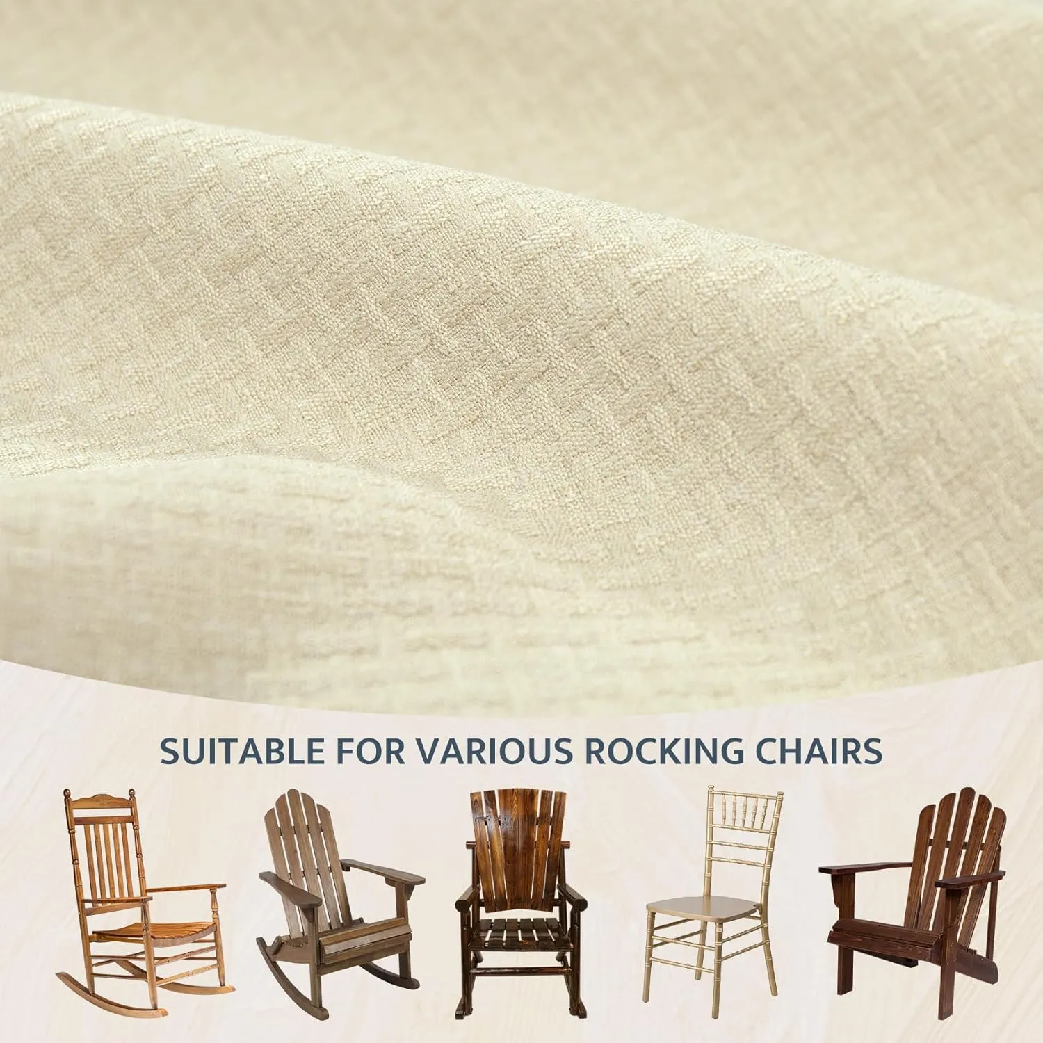 mudilun Rocking Chair Cushion Anti-Slip Tufted High Back Rocking Chair Cushion with Ties and Removable Neck Pillow Rocking Chair Seat Cushions for Bedroom, Living Room, Baby Room, Outdoor Patio Chair