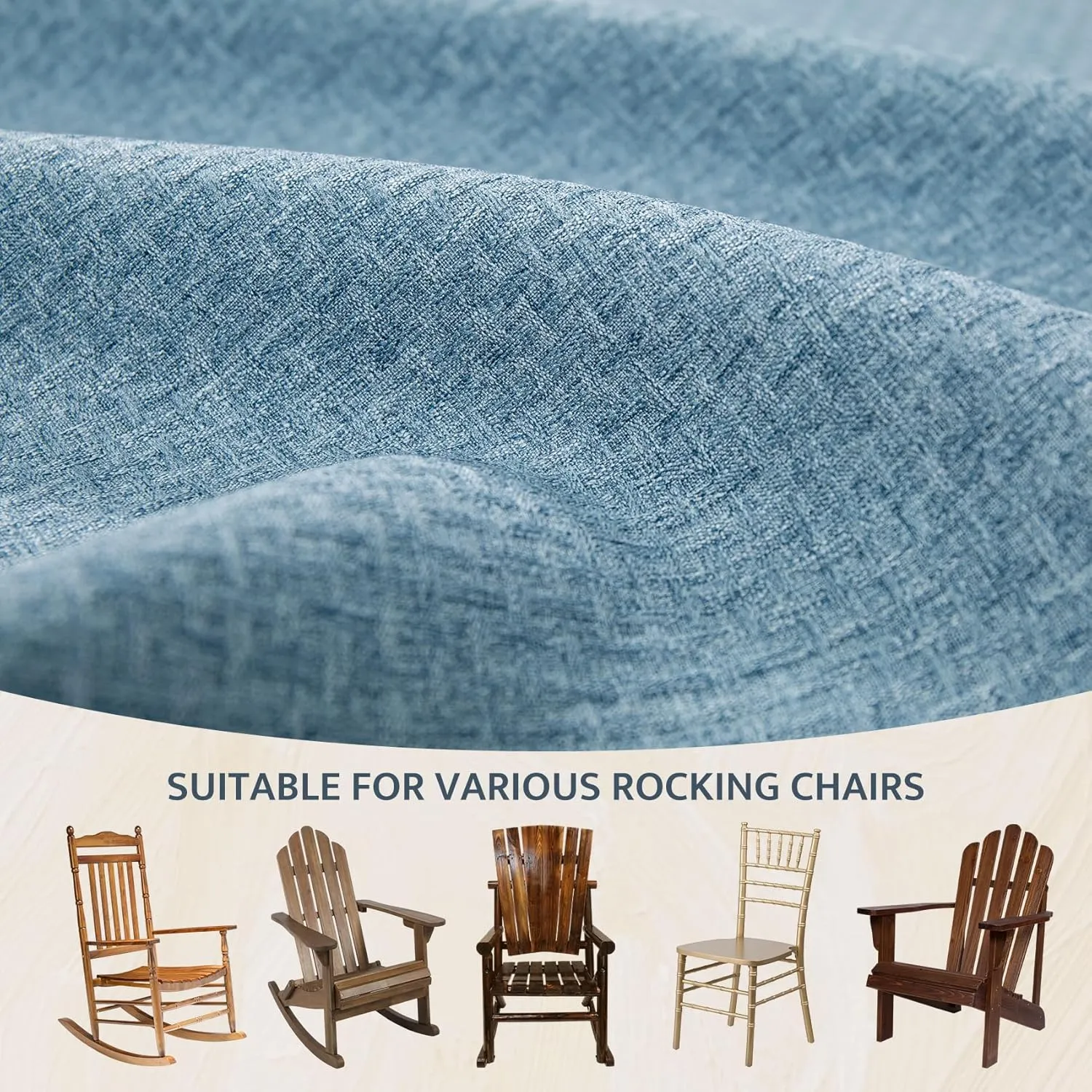 mudilun Rocking Chair Cushion Anti-Slip Tufted High Back Rocking Chair Cushion with Ties and Removable Neck Pillow Rocking Chair Seat Cushions for Bedroom, Living Room, Baby Room, Outdoor Patio Chair