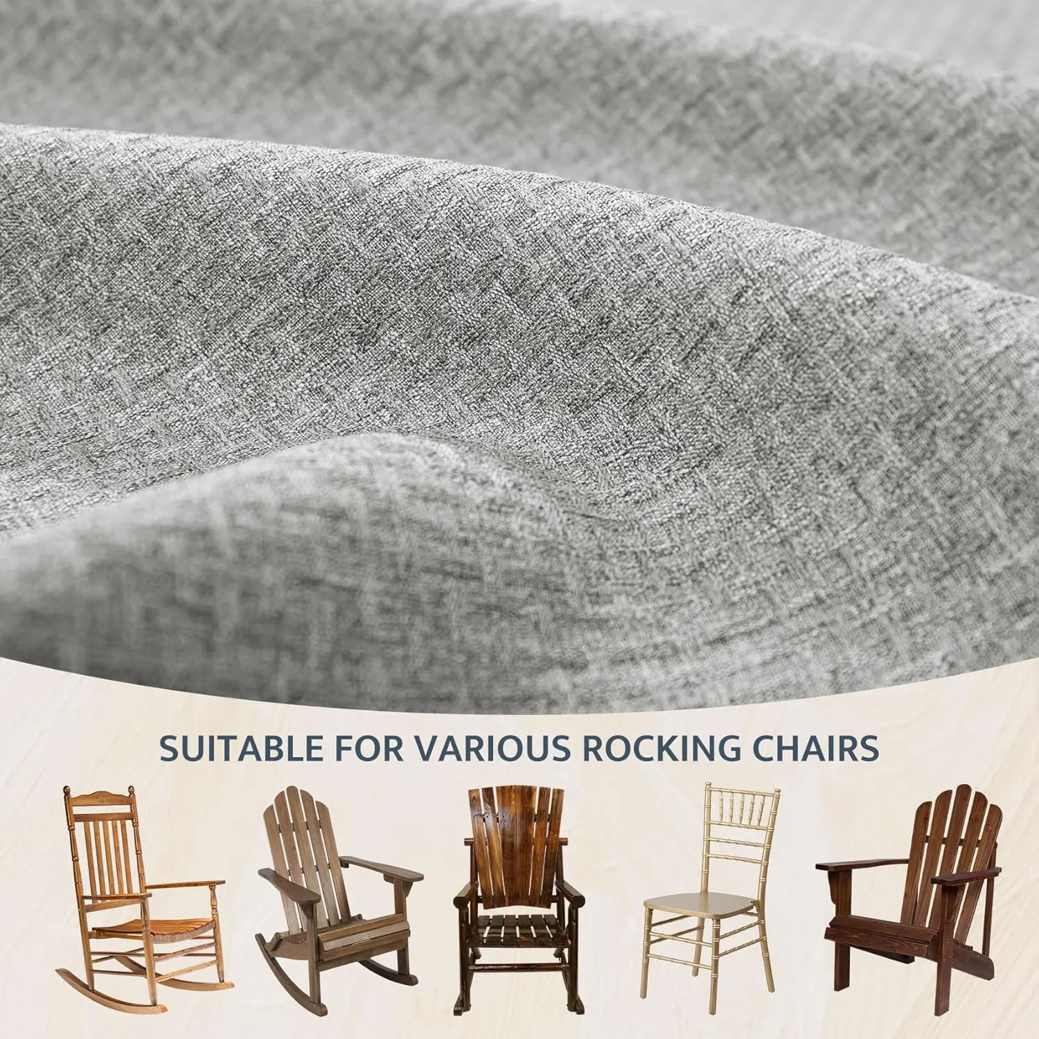 Mudilun Tufted High Back Rocking Chair Cushion with Ties and Removable Neck Pillow - Multi-Purpose Seat Cushions for Bedroom, Living Room, Baby Room, Outdoor Patio