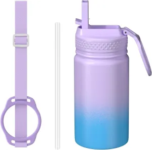 MURRICON 12oz Kids Water Bottle for School,Stainless Steel Water Bottles Kids with Straw,Vacuum Insulated Water Bottle for Kids,Gifts for Boys and Girls,PurpleBlue