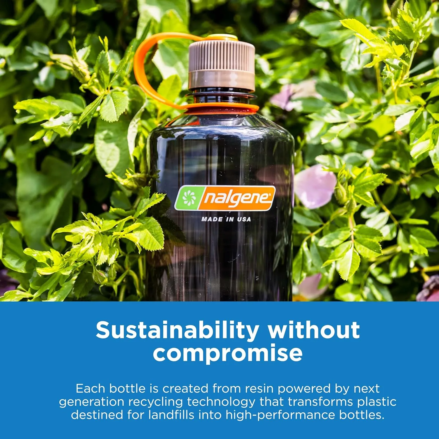 Nalgene Sustain Tritan BPA-Free Water Bottle Made with Material Derived From 50% Plastic Waste, 32 OZ, Wide Mouth
