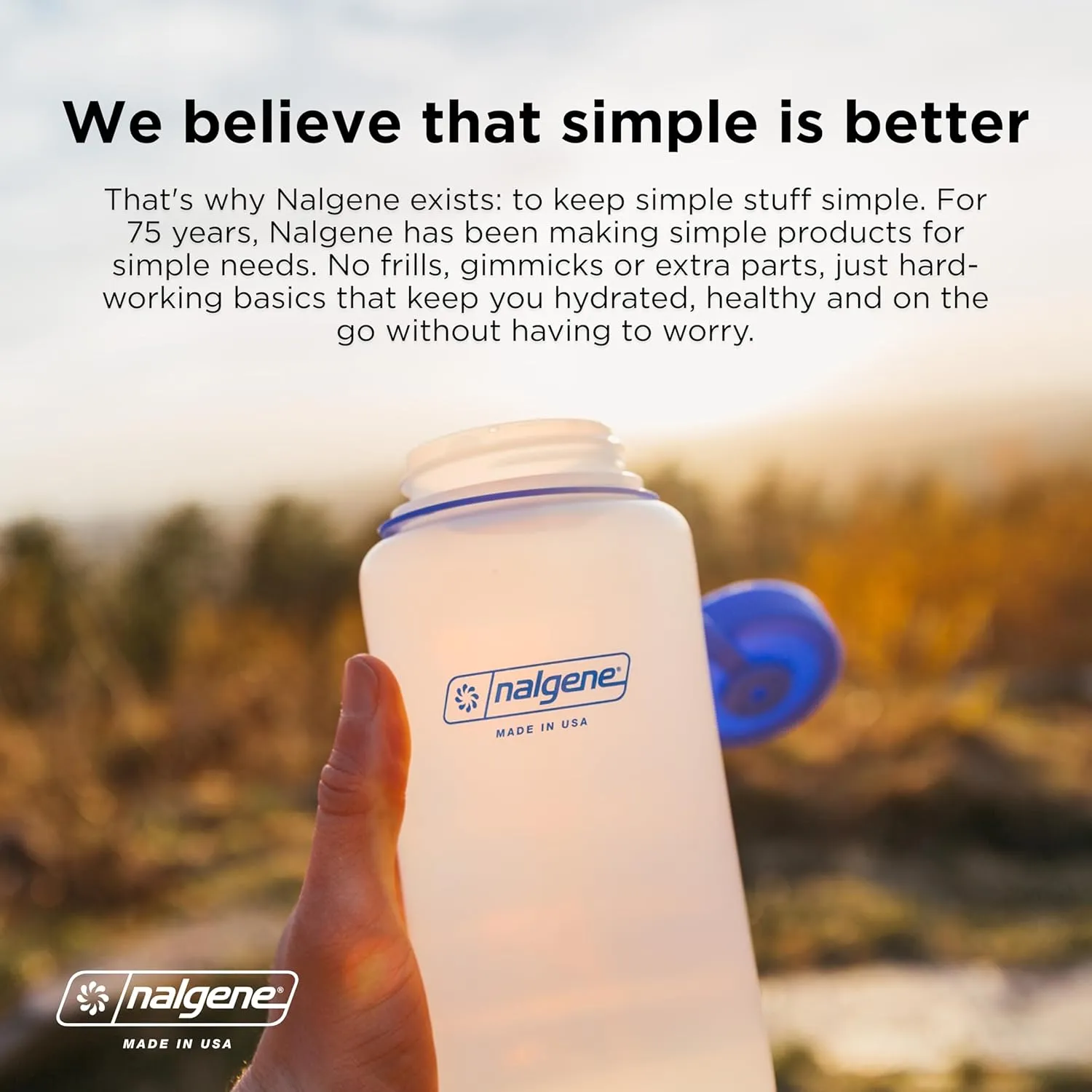 Nalgene Sustain Tritan BPA-Free Water Bottle Made with Material Derived From 50% Plastic Waste, 32 OZ, Wide Mouth