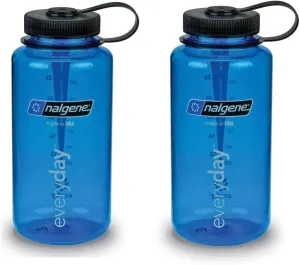 Nalgene Tritan 32 Ounce Wide Mouth Bottle Set of 2 (Slate Blue w/Black)