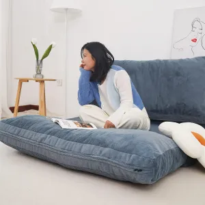 N&V Folding Matress Sofa Bean Bag Bed, Foam Filling Folding Matress Sofa, Includes Removable and Machine Washable Cover, Soft Premium Faux Fur (Medium, Blue)